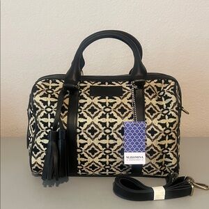 Mushmina Moroccan Jacquard Satchel Crossbody | Leather | NWT